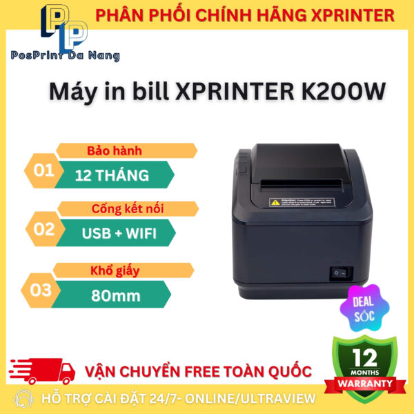 Máy in bill, hoá đơn Xprinter K200W khổ 80mm