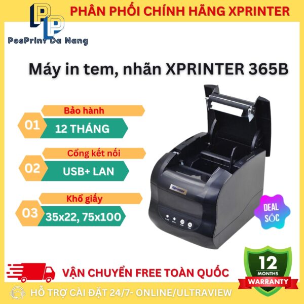 Máy in đơn hàng, tem nhãn khổ A7, 2 tem Xprinter 365B, máy in đơn kết nối điện thoại khổ A7, 2 tem 35x22