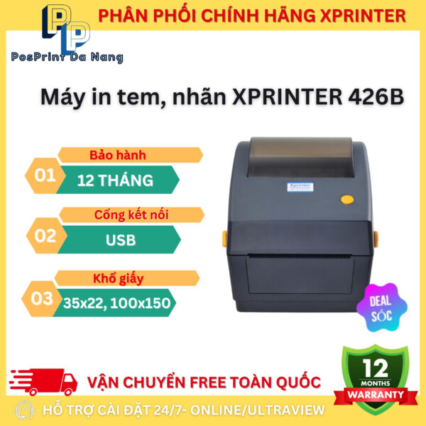 [IN MÁY TÍNH] Máy in đơn hàng, vận đơn Xprinter 426B khổ A6, A7 kết nối máy tính USB. Máy in đơn, tem vận chuyển, TMĐT