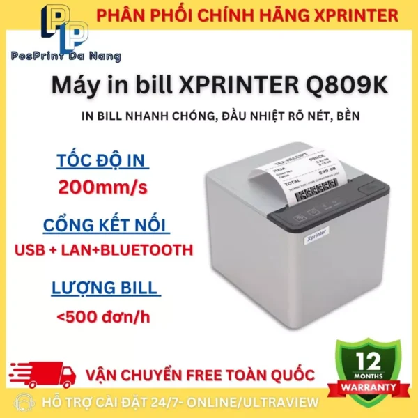 Máy in bill tính tiền Xprinter Q809K khổ 80mm