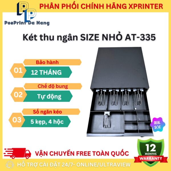 Két thu ngân, ngăn kéo đựng tiền size NHỎ, LỚN AT-335. Két thu ngân kết nối máy in bill, hoá đơn bung tự động - Hình ảnh 2