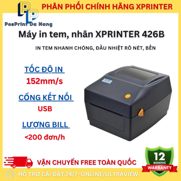 [IN MÁY TÍNH] Máy in đơn hàng, vận đơn Xprinter 426B khổ A6, A7 kết nối máy tính USB. Máy in đơn, tem vận chuyển, TMĐT - Hình ảnh 2