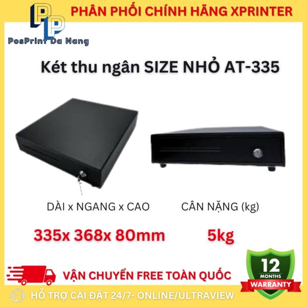 Két thu ngân, ngăn kéo đựng tiền size NHỎ, LỚN AT-335. Két thu ngân kết nối máy in bill, hoá đơn bung tự động - Hình ảnh 3