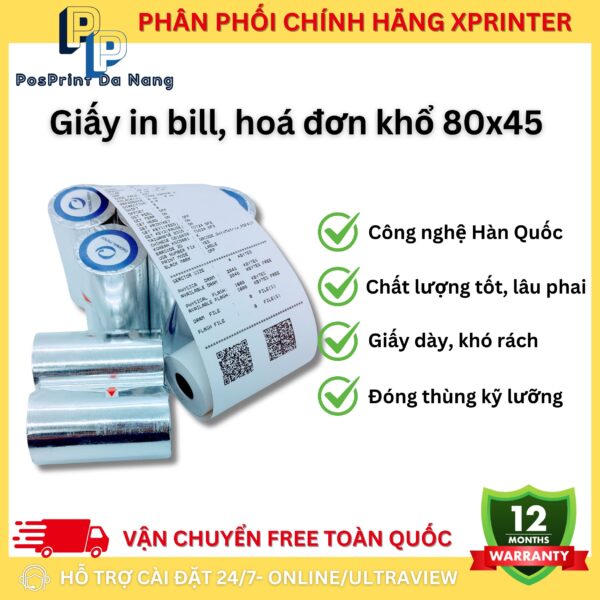 Cuộn giấy in bill tính tiền, hoá đơn khổ 80mm, 58mm - Hình ảnh 3