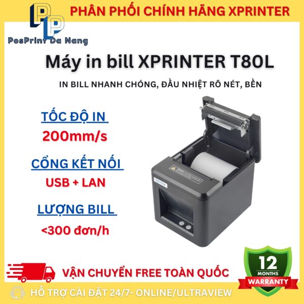 Máy in bill tính tiền Xprinter T80L khổ 80mm - Hình ảnh 2