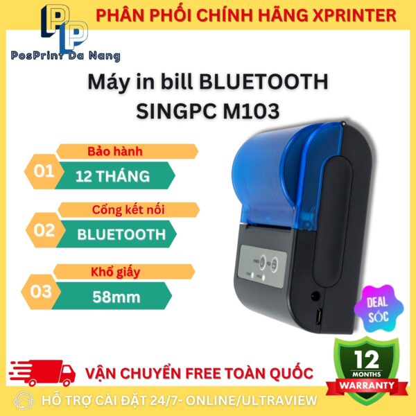 Máy in bill, hoá đơn SingPC M103 cầm tay kết nối Bluetooth khổ 58mm