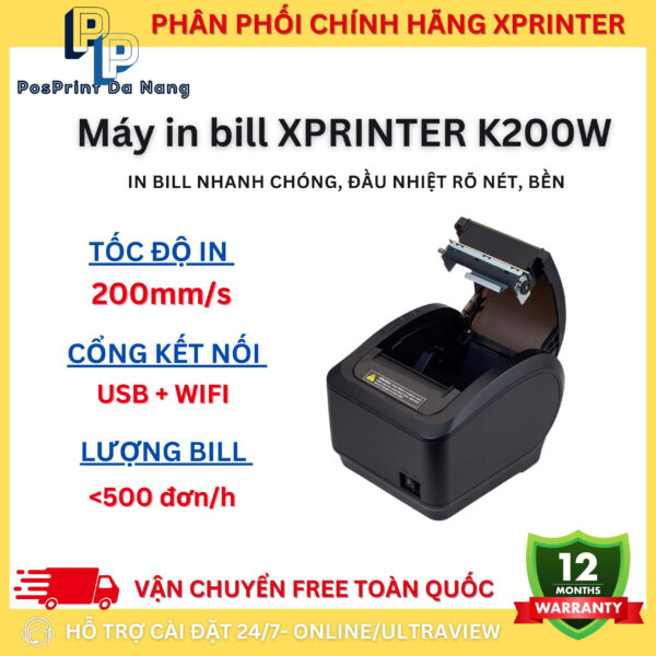 Máy in bill, hoá đơn Xprinter K200W khổ 80mm - Hình ảnh 2