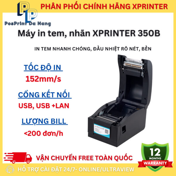 Máy in đơn hàng, vận đơn, tem nhãn khổ A7, 2 tem Xprinter 350B, máy in đơn TMĐT khổ A7, 2 tem 35x22 - Hình ảnh 2