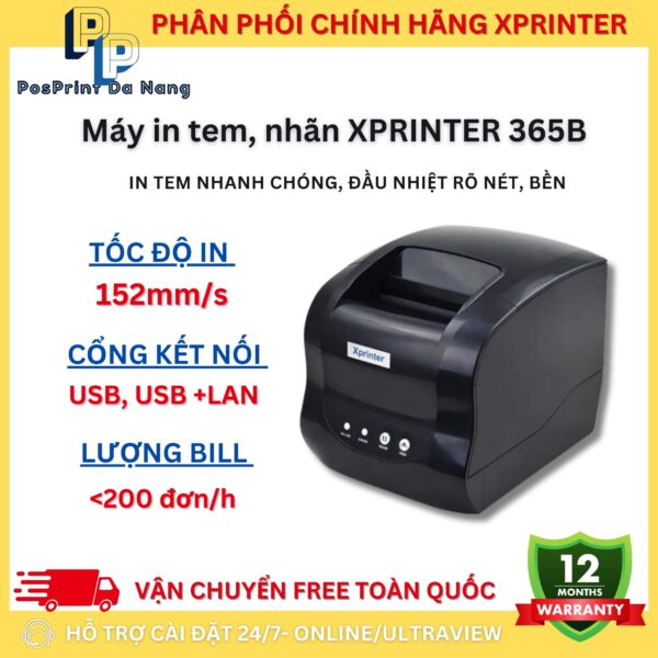 Máy in đơn hàng, tem nhãn khổ A7, 2 tem Xprinter 365B, máy in đơn kết nối điện thoại khổ A7, 2 tem 35x22 - Hình ảnh 2