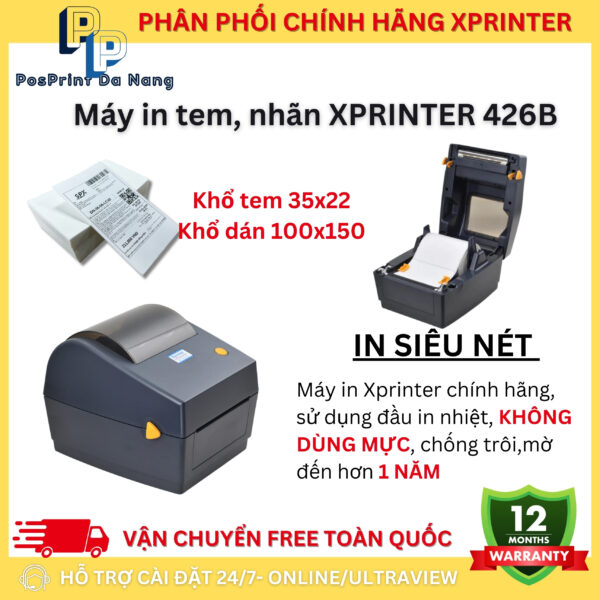 [IN MÁY TÍNH] Máy in đơn hàng, vận đơn Xprinter 426B khổ A6, A7 kết nối máy tính USB. Máy in đơn, tem vận chuyển, TMĐT - Hình ảnh 3