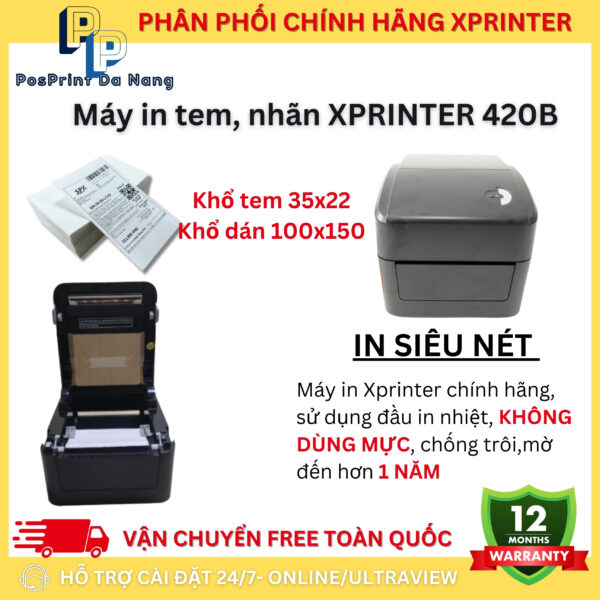 [IN ĐIÊN THOẠI] Máy in đơn hàng, vận đơn Xprinter 420B khổ A6, A7 kết nối điện thoại USB+LAN, in tem vận chuyển, TMĐT - Hình ảnh 3