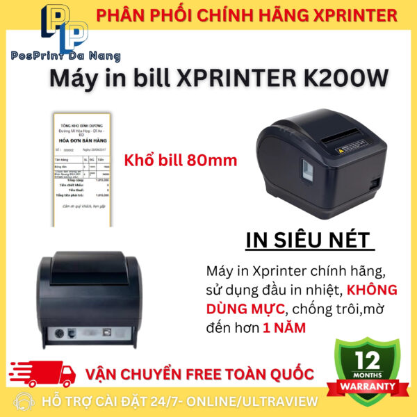 Máy in bill, hoá đơn Xprinter K200W khổ 80mm - Hình ảnh 3