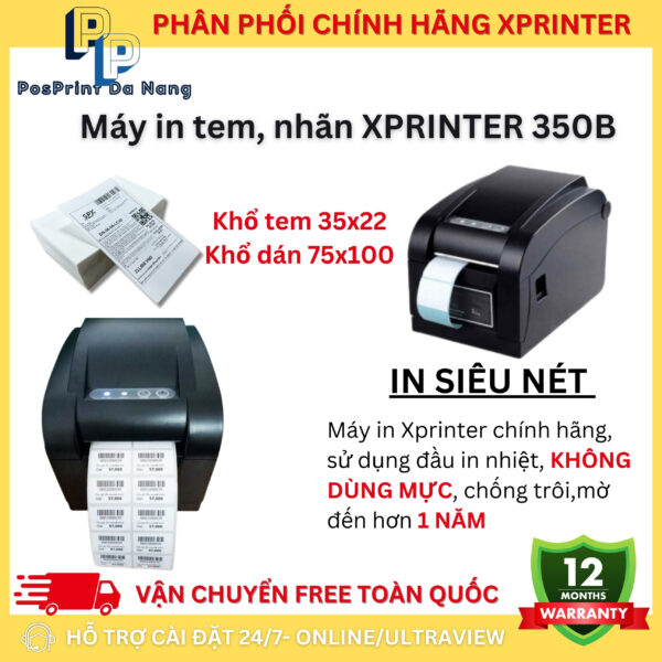 Máy in đơn hàng, vận đơn, tem nhãn khổ A7, 2 tem Xprinter 350B, máy in đơn TMĐT khổ A7, 2 tem 35x22 - Hình ảnh 3