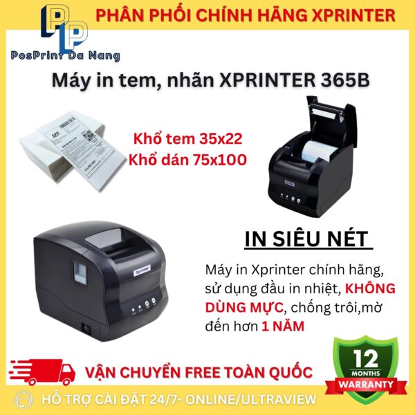 Máy in đơn hàng, tem nhãn khổ A7, 2 tem Xprinter 365B, máy in đơn kết nối điện thoại khổ A7, 2 tem 35x22 - Hình ảnh 3