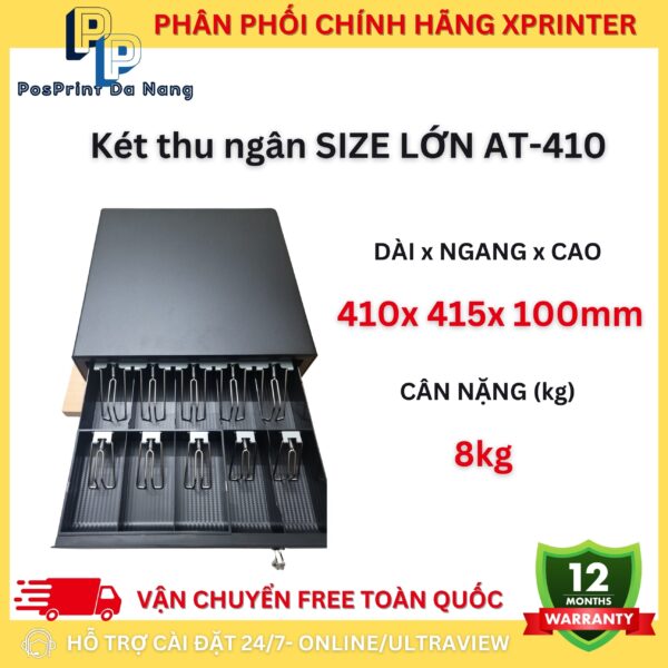 Két thu ngân, ngăn kéo đựng tiền size NHỎ, LỚN AT-335. Két thu ngân kết nối máy in bill, hoá đơn bung tự động - Hình ảnh 5