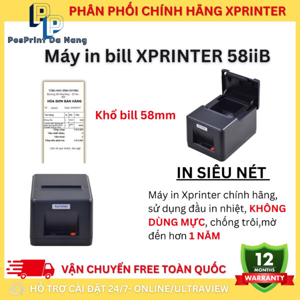 Máy in bill tính tiền Xprinter 58iiB khổ 58mm - Hình ảnh 3