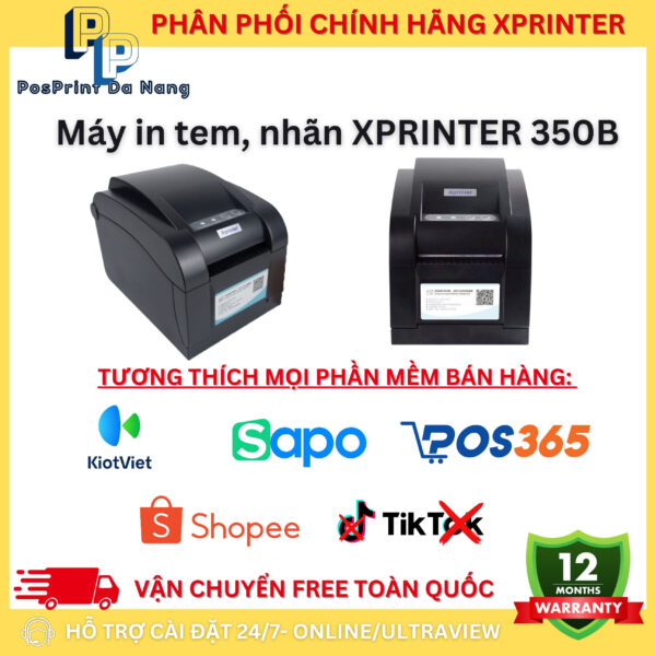 Máy in đơn hàng, vận đơn, tem nhãn khổ A7, 2 tem Xprinter 350B, máy in đơn TMĐT khổ A7, 2 tem 35x22 - Hình ảnh 4