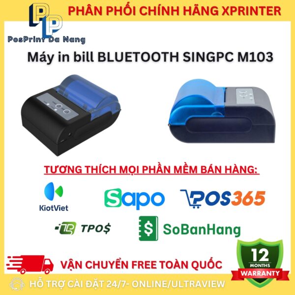 Máy in bill, hoá đơn SingPC M103 cầm tay kết nối Bluetooth khổ 58mm - Hình ảnh 4