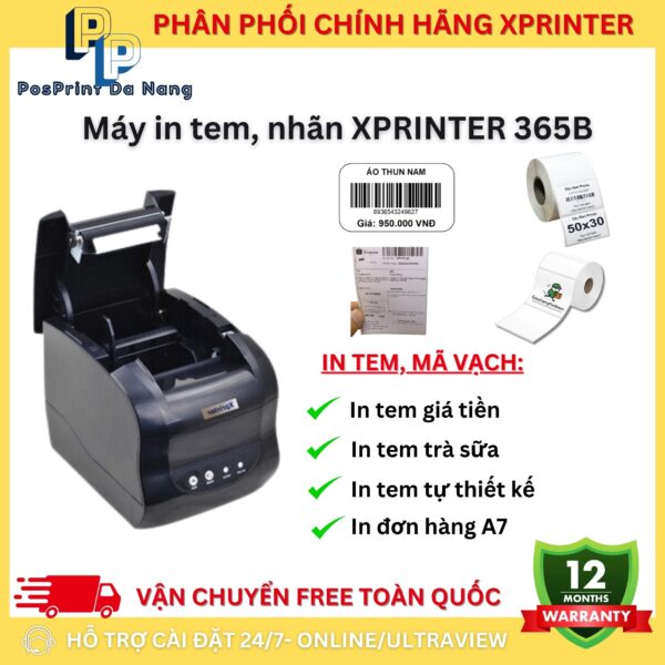 Máy in đơn hàng, tem nhãn khổ A7, 2 tem Xprinter 365B, máy in đơn kết nối điện thoại khổ A7, 2 tem 35x22 - Hình ảnh 5