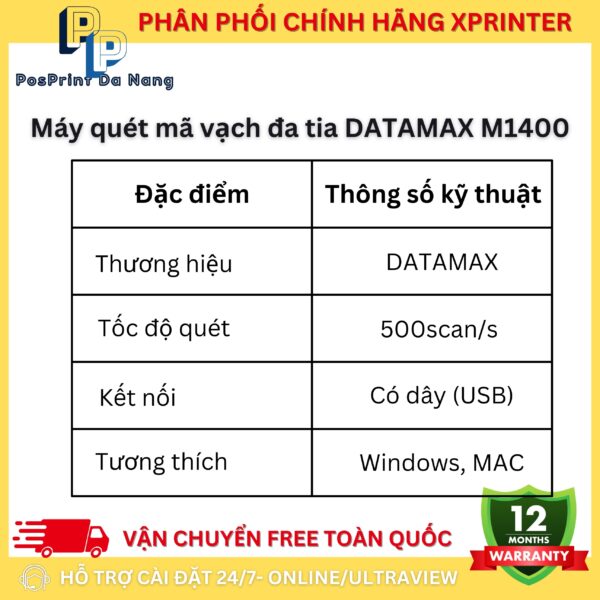 Máy quét mã vạch đa tia DATAMAX M1400 quét 1D, 2D có dây - Hình ảnh 6