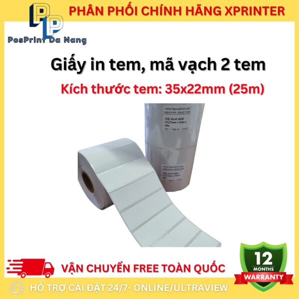 Giấy decal in tem, in nhãn 2 hàng, 3 hàng, khổ 35x22 mm, dài 25m, 50m. Giấy in nhiệt, in tem giá quần áo, sản phẩm - Hình ảnh 7