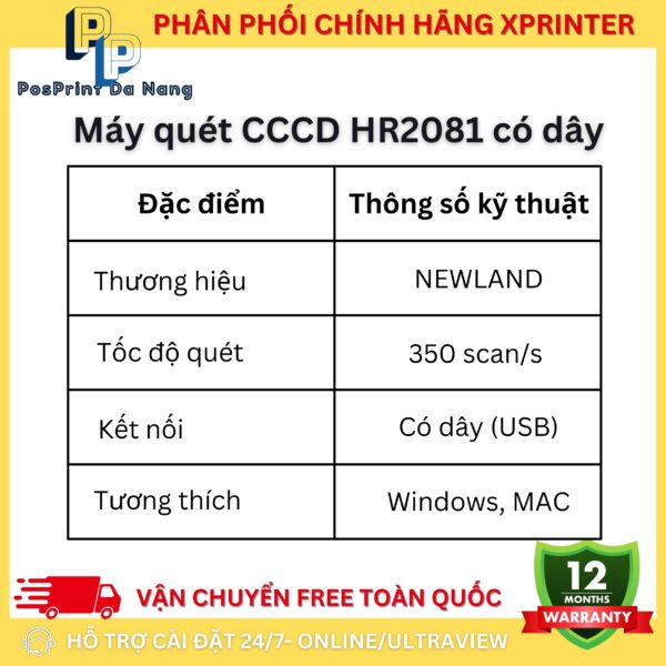 Máy quét mã vạch CCCD, 2D Newland HR2081 có dây - Hình ảnh 5