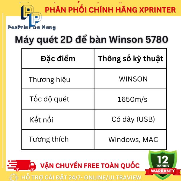 Máy quét mã vạch, đọc mã đa tia WINSON WAI-5780 - Hình ảnh 5